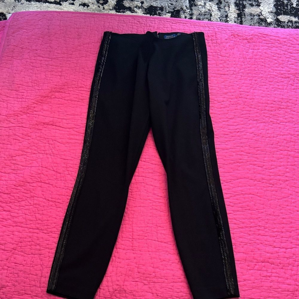 Polo Ralph Lauren black beaded tux pants, L